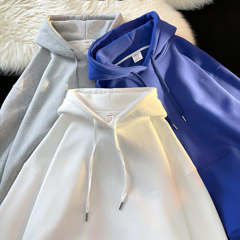 Men's Thick Velvet Hoodie - Solid Color, Trendy Korean Style for Autumn/Winter