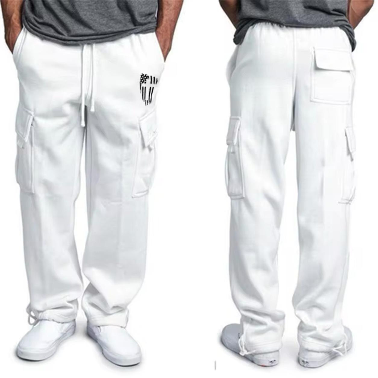 

New Men s Work Casual Pants Straight Hoodies Sports Multi-pocket Loose Trousers 5XL