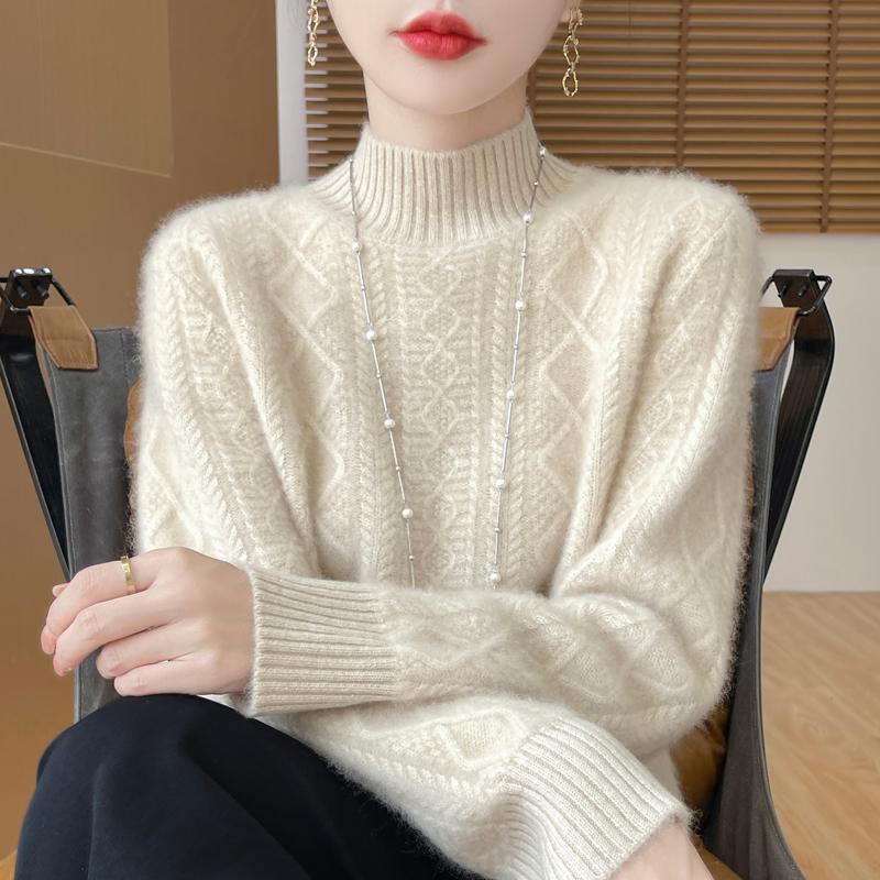 Damen Kaschmirpullover Qinghe Kaschmir 30% Kaschmir 70% Wolle warm und modisch Allrounder Herbst und Winter