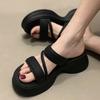 Muffin thick-soled heightening slippers women's summer wear 2025 new Internet celebrity fashion niche high-end sandals drag
