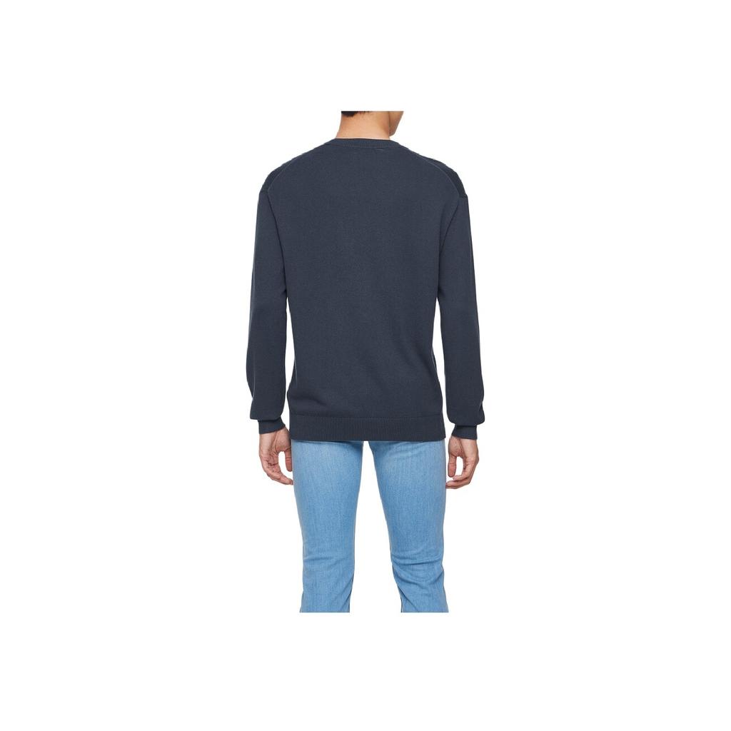 Calvin Klein Solid Color Letter Embroidered Crew Neck Long Sleeve Sweater Men Sweater Navy-Blue J326453-BAN
