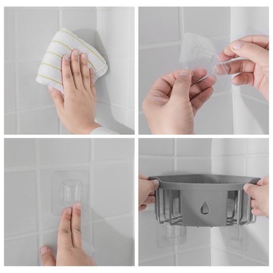 Wall Mount Triangle Corner Storage Rack Basket Kitchen Bathroom Organizer Shelf