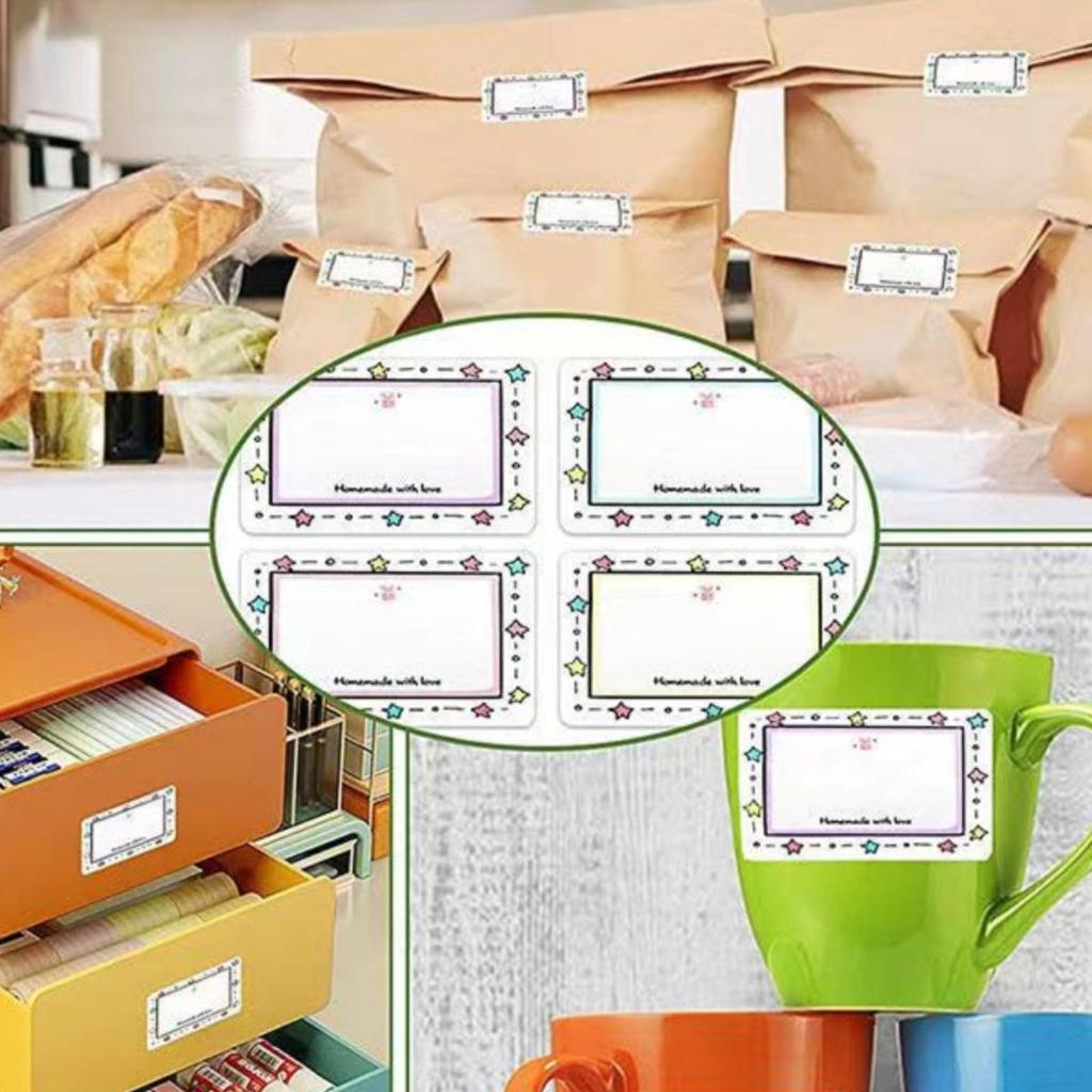 250 Square Blank Label Stickers - DIY Handwriting, Name Tags, Handmade Baking, Storage & Classification Marking