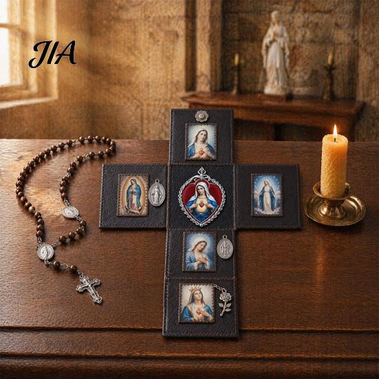 Spiritual Practice Tool Portable Catholic Altar, Handmade Pocket Prayer Shrine, Faux Leather Folding Altar Foldable Devotional Religious Gift