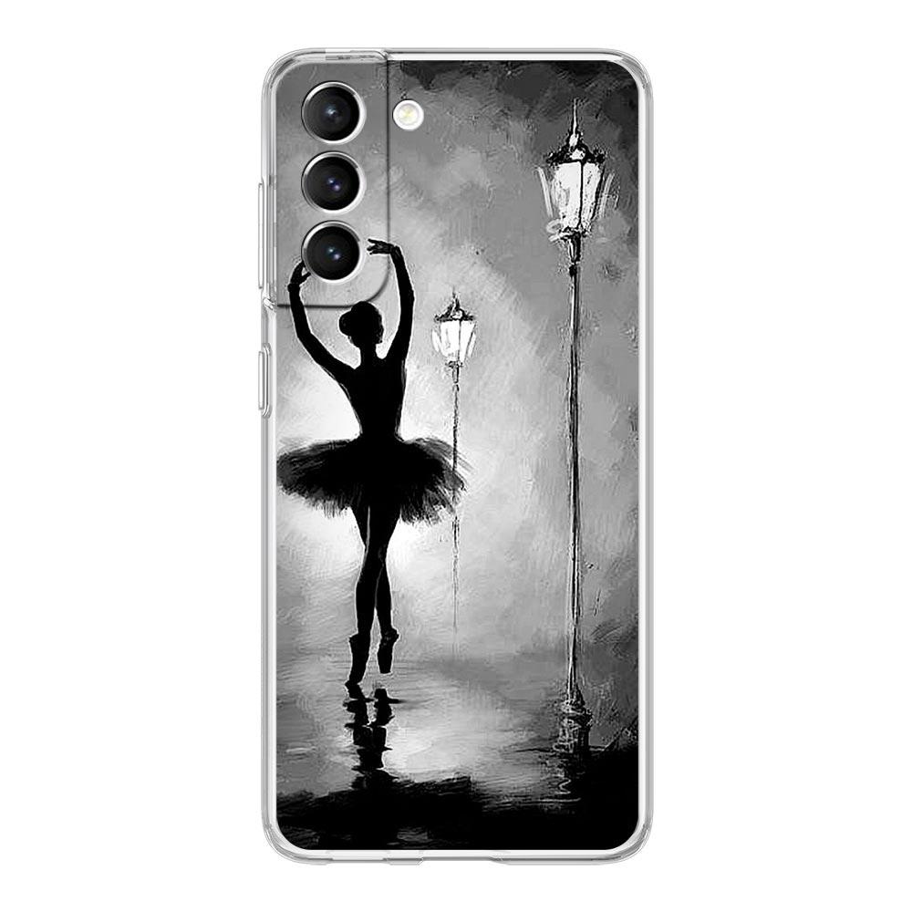 Simple Swan Dance Ballet Clear Phone Case For Samsung Galaxy S23 S22 5G S20 Ultra S21 FE 5G S10E S9 S8 S10 Plus Soft Back Cover