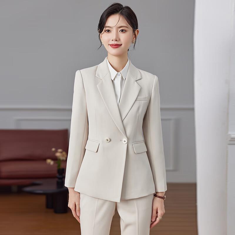 Women's Business Casual Blazer & Wide-Leg Pants Suit Set