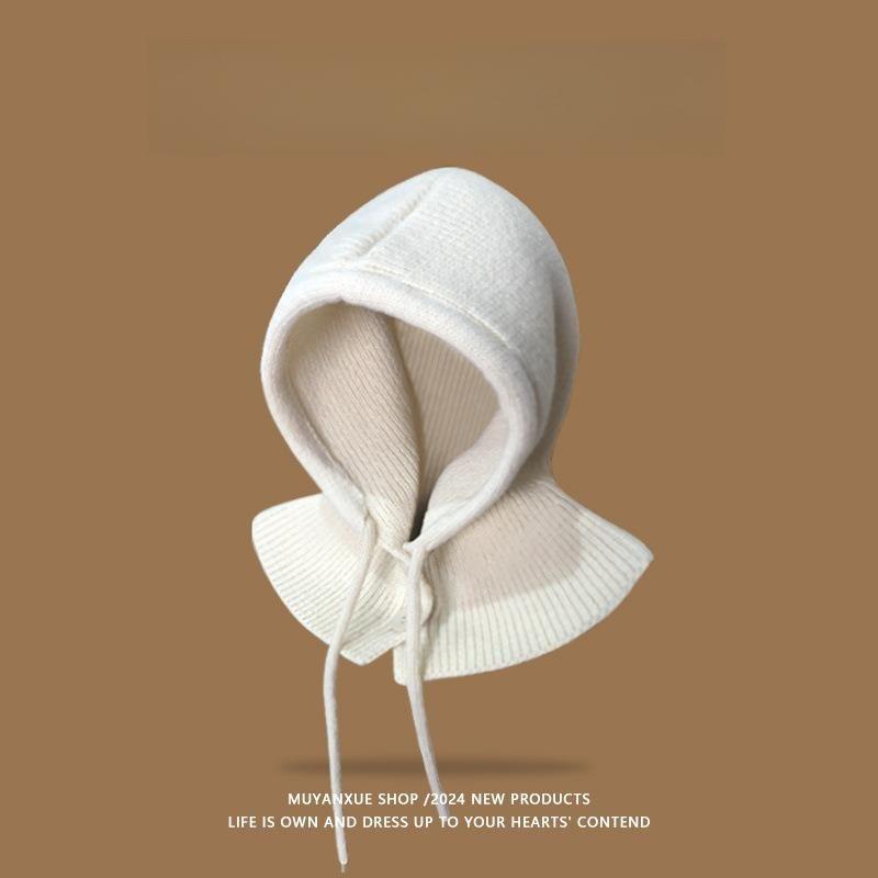 

Шапка-бини Осенне-зимняя шапка Теплая Осенне-зимняя Затягивающаяся Шарф Один наушник Шерстяная Вязаная Трансграничная out Beige Don t pick the head circumference