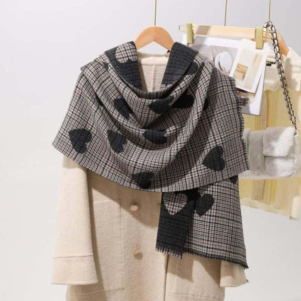 Soft Heart Knitted Scarf Acrylic Fibers Long Thickened Shawl Large Double-sided Scarf  Winter