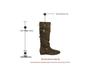 Women's 6CM Inner Height Retro Western Knee-High Cowboy Boots with Round Toe, Buckle Strap, and Soft Ruched Design.
