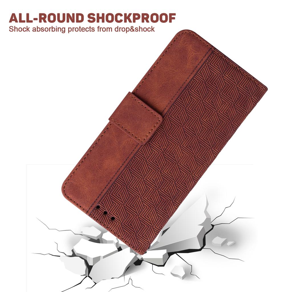 For iPhone 16 Pro Case PU Leather Geometry Imprint Wallet Phone Cover