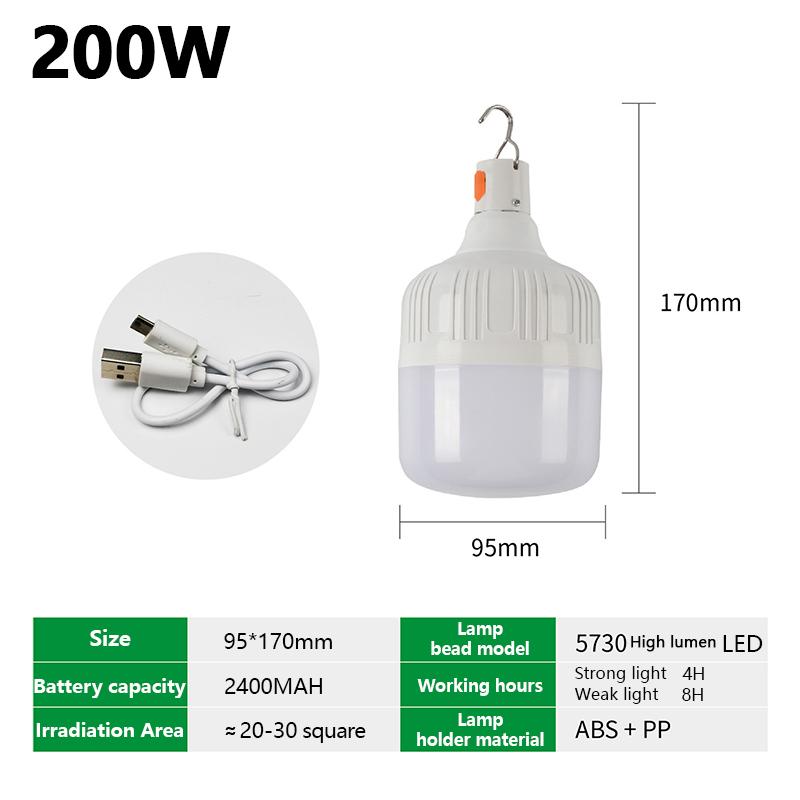 Portable USB Rechargeable Lamp LED Camping Lights Outdoor Emergency Bulb High Power Lamp Bulb Battery Lantern BBQ Tents Lighting