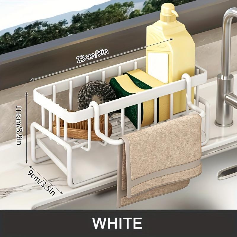 Neues Küchenspülen-Aufbewahrungsregal, 304 Edelstahl Badezimmer Toiletten-Aufbewahrungsregal, Wasserhahn-Schwammhalter, Aufbewahrungsregal Spülen-Organizer, Abtropfgestell