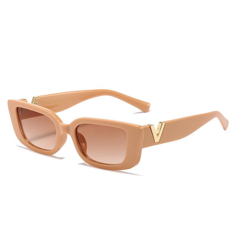 Retro Rectangle Sunglasses Women/Men Unisex with Fashion V-shaped Foots Outdoor Sunshade