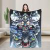 Gundam Flannel Blanket Autumn science fiction Warm Throw Blanket for Girls Boys Bedroom Print Bedspread Sofa Bed Cover