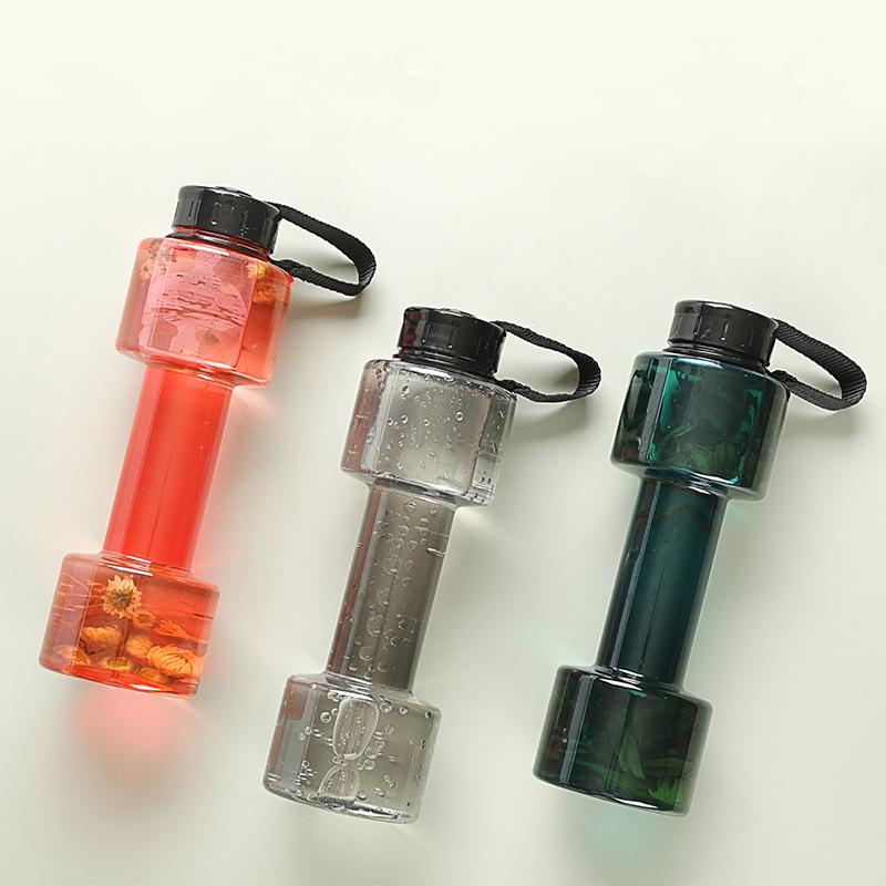 Portable Sports Fitness Water Bottle Gym Yoga Weight Water Bottle Dumbbell shaped Water Bottle Travel Cup 700ml rosso