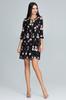 Short Boho Dress With Flowers And Tie Neckline - M598 Size S/M