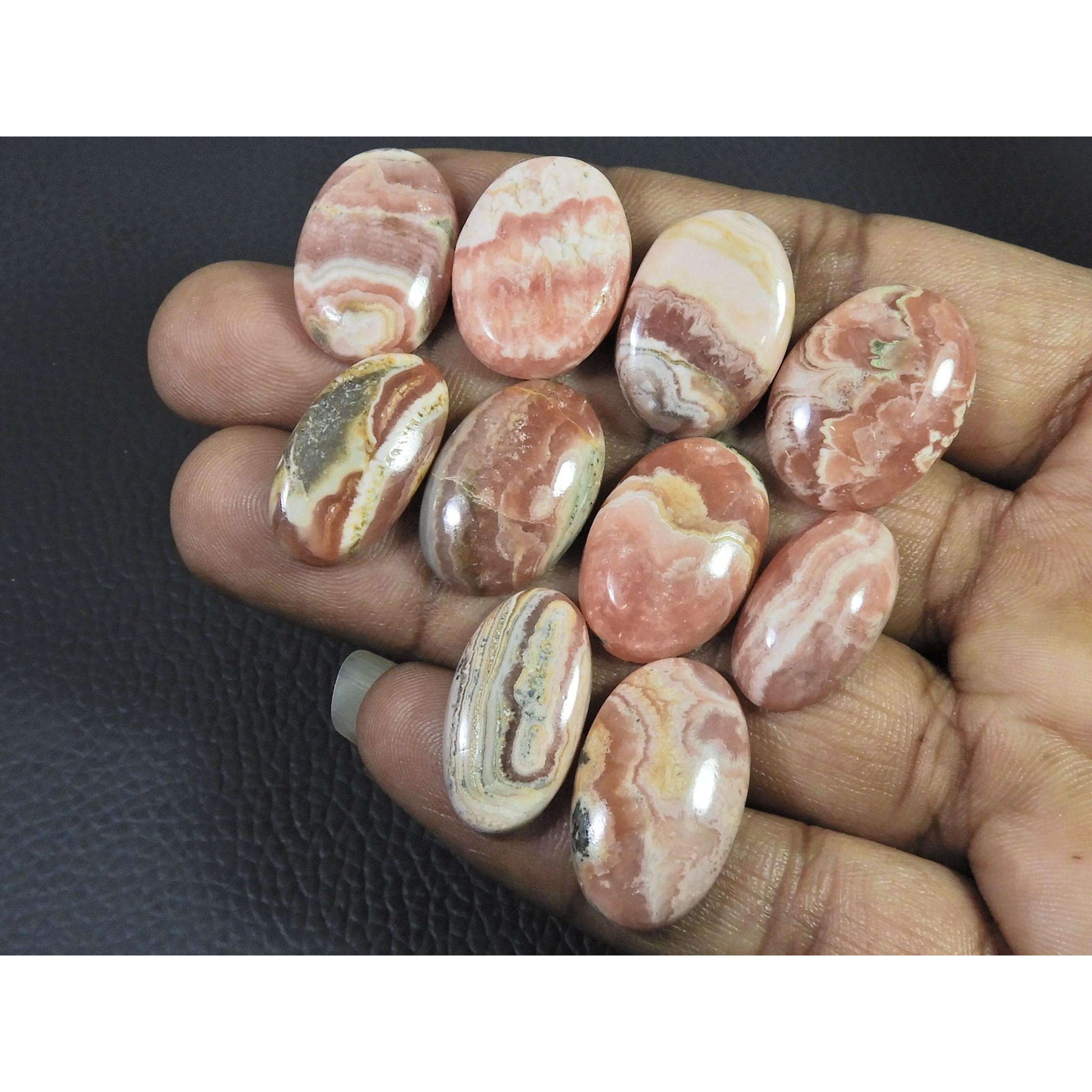195Cts. Natural Pink Rhodochrosite Oval Cabochon Loose Gemstone 10 Pcs Lot C-2321