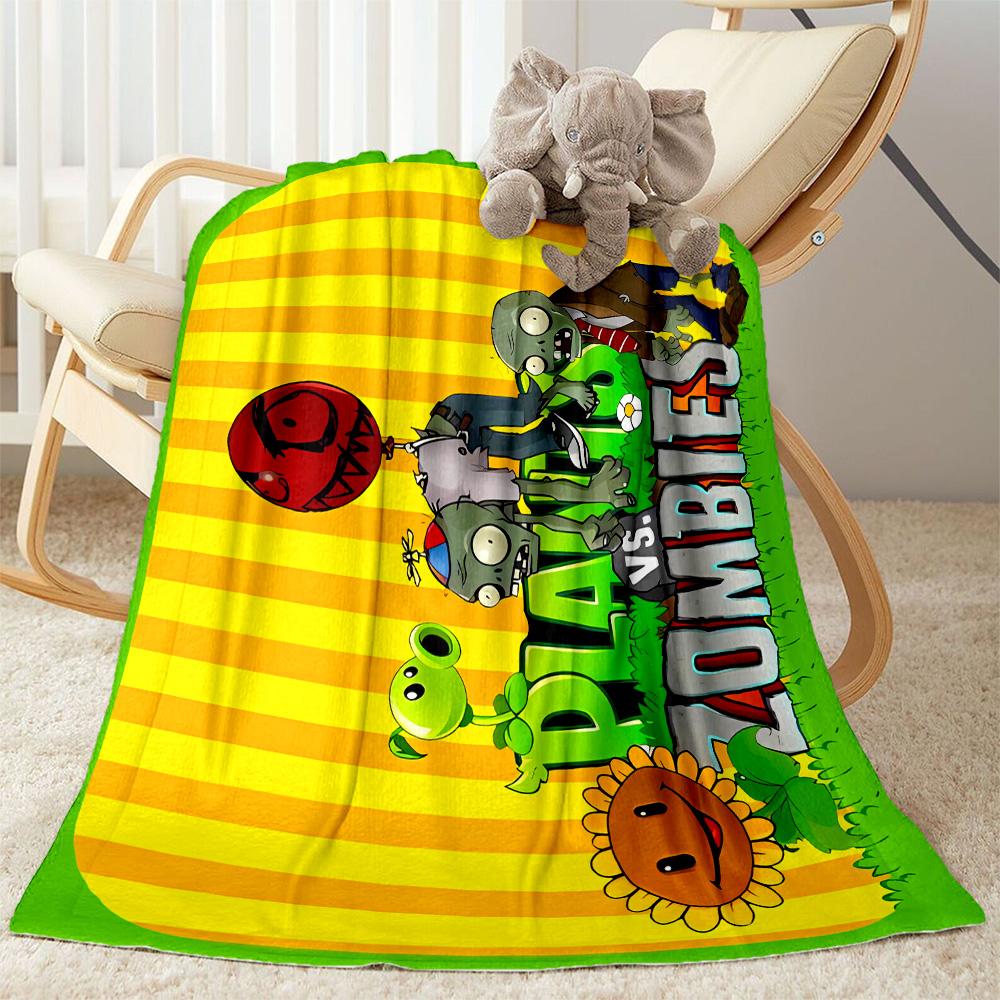 Plants Vs Zombies Adventure Flannel Blanket-Soft and Suitable for Sofas,Beds,Offices,Travel,All Seasons,Great Gift for Holidays and Birthdays.