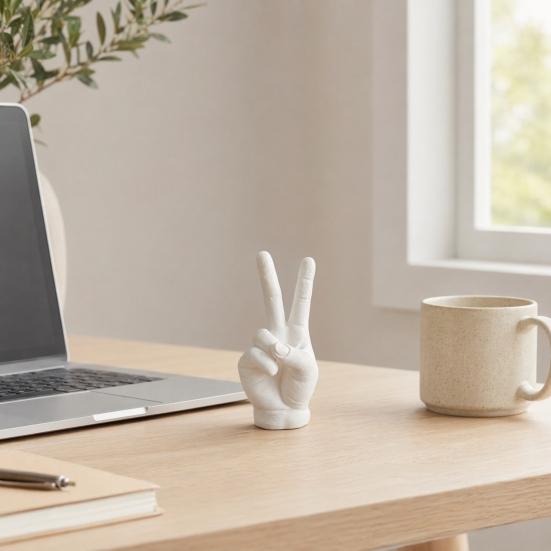 Statua Mano Gesto Stampa 3D Sì Segno Dito Scultura Decorazione Moderna da Tavolo