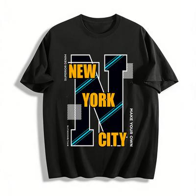 Vintage New York City Graphic Print Casual Short Sleeve T-Shirt Pure Cotton T-shirt