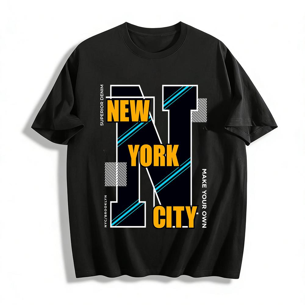

Vintage New York City Graphic Print Casual Short Sleeve T-Shirt Pure cotton T-shirt XXS