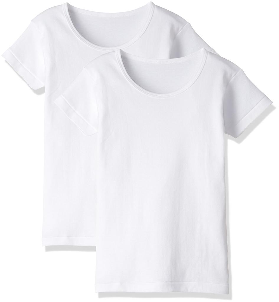 Gunze Warm Thick Short Round Size 110 To Japanese Size Boys' Undershirts, 100% Cotton, Sleeve, Neck, 2-Pack, White, (Equivalent 110)