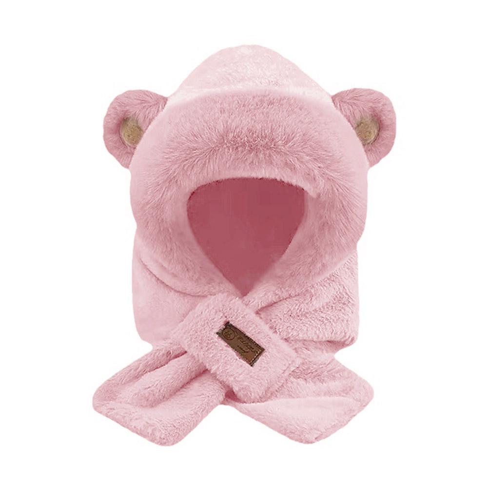 Cute Bear Plush Cap Scarf Lovely Beanie Hat Scarf Set Warm Pullover Ear Warm Protection Faux Wi J7W7