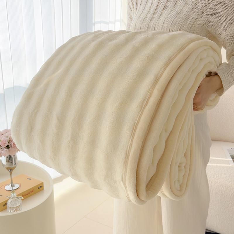 Rabbit Plush Luxurious Solid Color Rabbit Blanket Coral Velvet Double-Sided Thick Spring Warm Pads For Office Nap Time Blanket