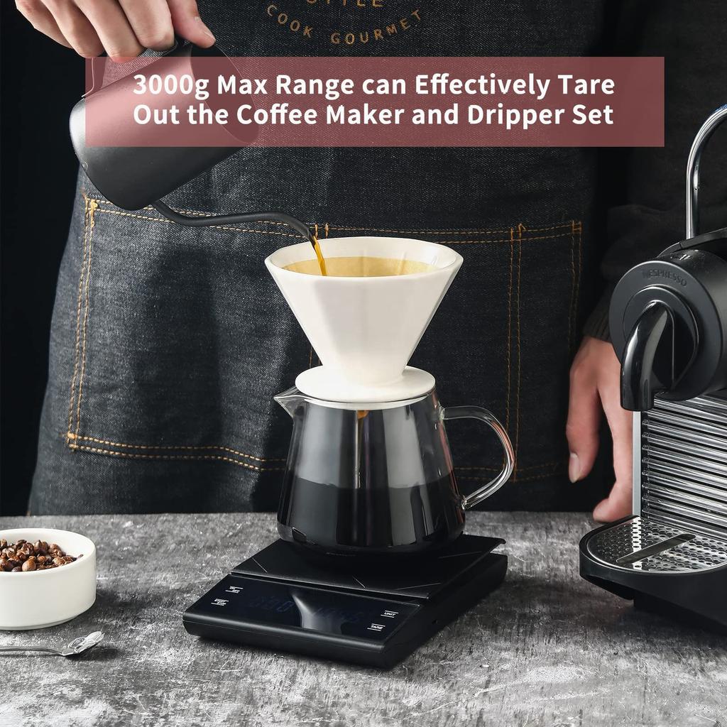 Electronic Coffee Scale Timer Brew Artisanal Java Pour Slow Drip French Press Multifunction Kitchen Food Scale Grams oz High