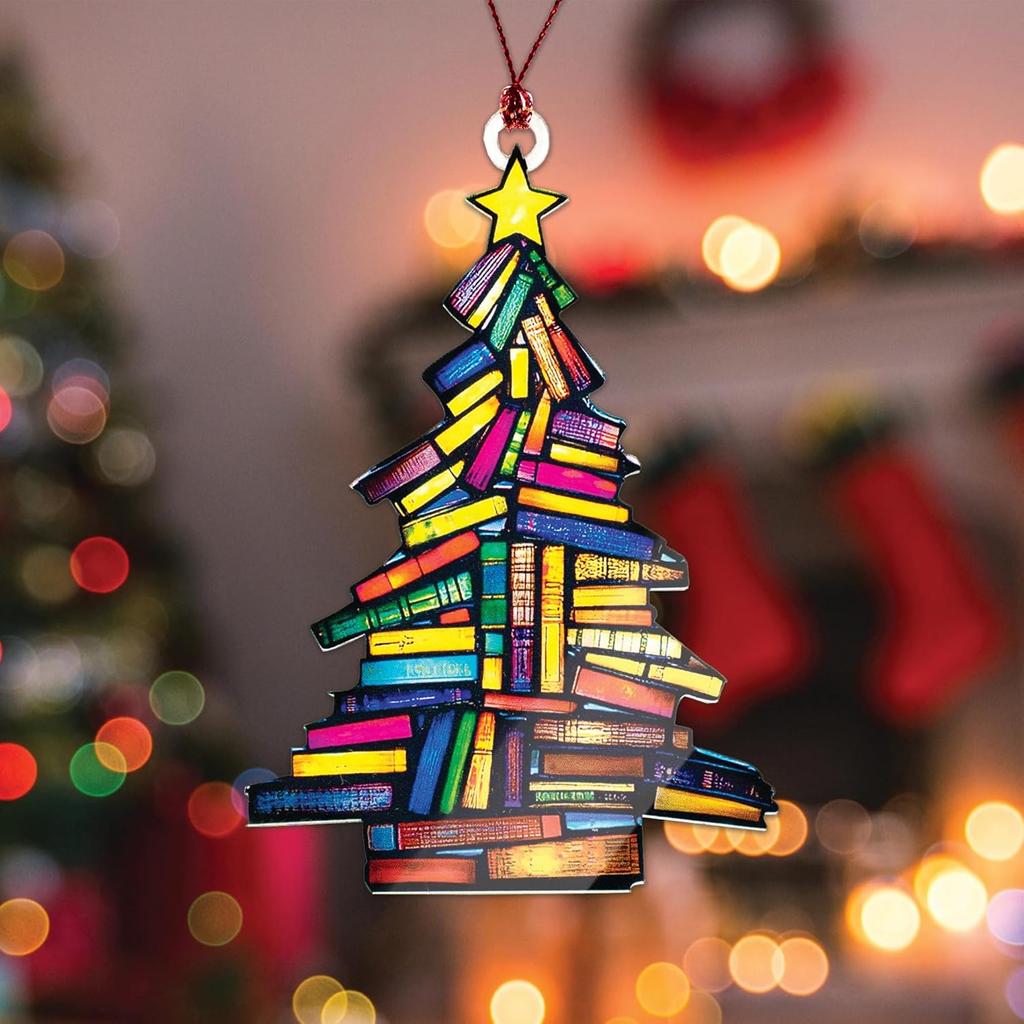 Book-Themed Decoration High-Quality Christmas Tree Decoration Christmas Ornament Vibrant Acrylic Book Ornament For Bookshelf