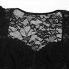 Elegant Lace Trim Bodycon Black Bodysuit with Square Neck