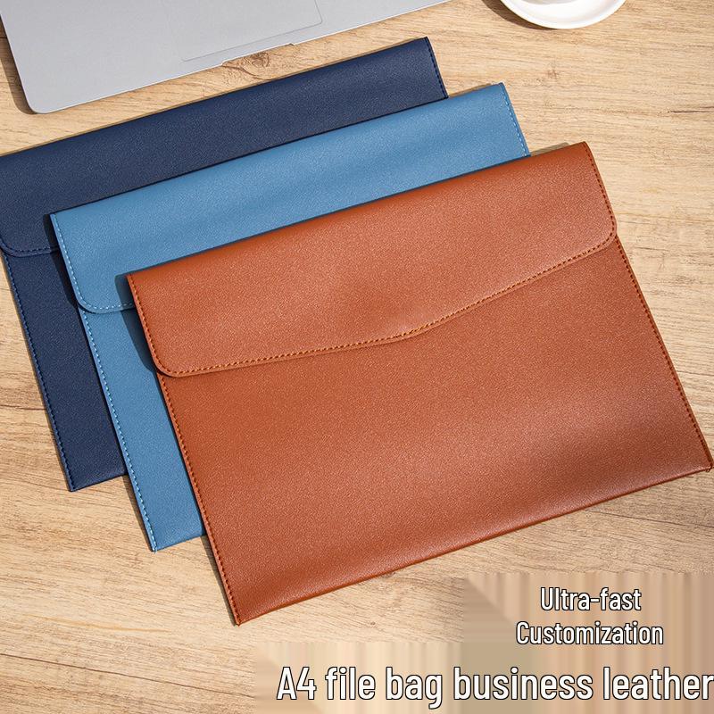 A4 Waterproof PU Leather Magnetic Document Bag with Logo Printing Option