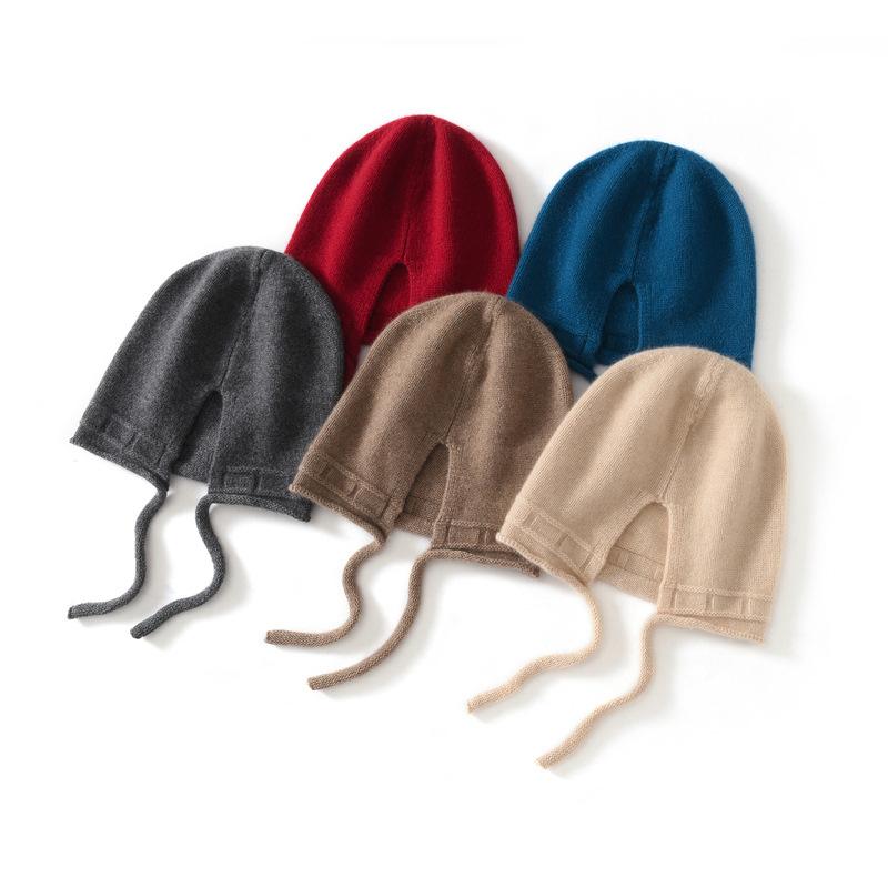 Autumn and winter new fashion personalized cashmere hat women's new lace-up hemming casual age-reducing ear protector ponytail hat