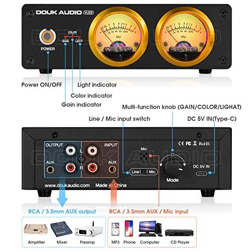 Nobsound VU22 Dual Analog VU Meter Display DB Panel MIC+LINE Sound Level Meter (Black)