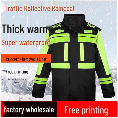 Rainproof Reflective Winter Coat for Traffic Duty: Thickened, Waterproof, Warm, with Enhanced Cold Protection
