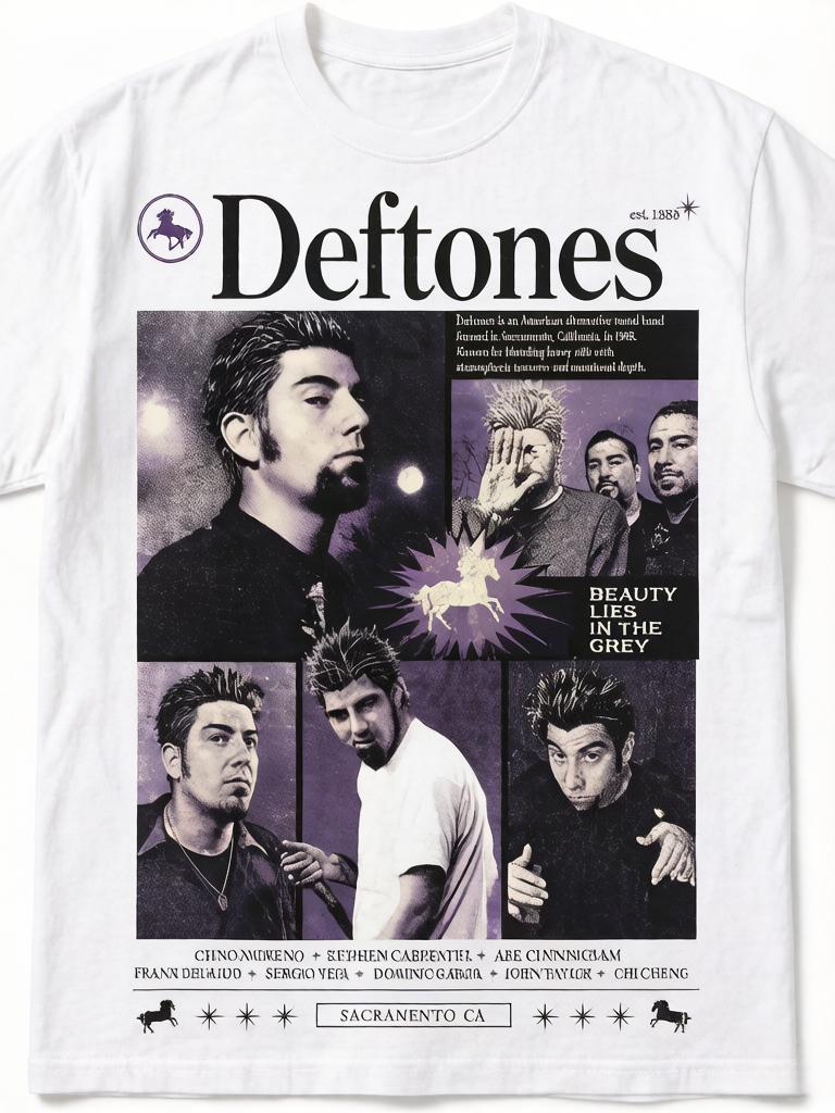 Unisex letnia koszulka zespołu rockowego Deftones bawełniana z okrągłym dekoltem Pony Drip Street Luksusowa odzież Luksusowa odzież Kopia uliczna