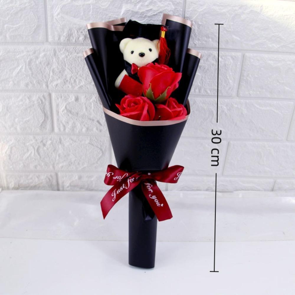 Sunflower Bear Bouquet Bouquet Decoration Rose Sunflower Soap Flower Plush Toy Birthday Party Cartoon Lovely Bear