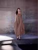2024 Summer Women's Solid Color Pocket Skirt Casual Loose Black Dress with Round Neckline