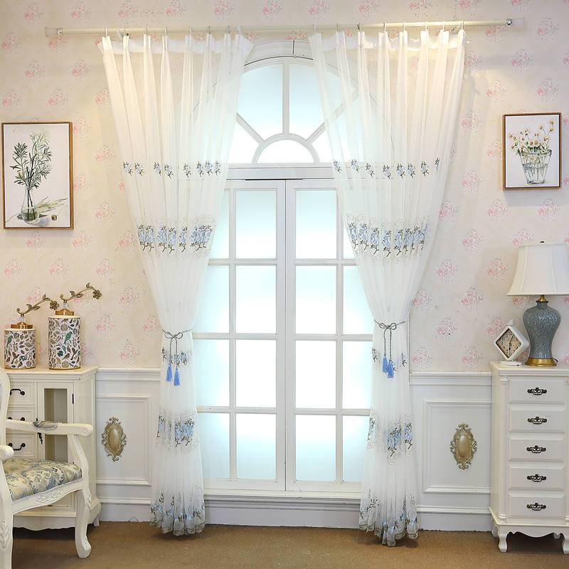 1 Panel White Floral Embroidered Sheer Curtain Panel, Voile Window Drape for Dining Room, Living Room, Bedroom, Sliding Glass Door, Home Decor