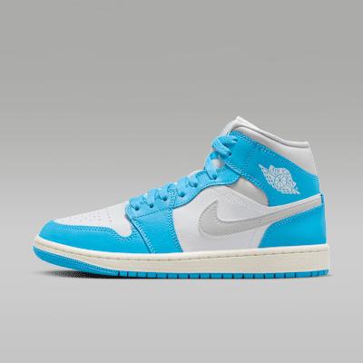 Jordan 1 Mid Dark Powder Blue White Sail Neutral Grey (Women s) 36.5