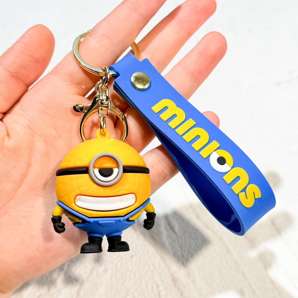New Anime Minions Keychain Cartoon Child Toy Gift Key Ring Pvc Minion Doll Cute School Bag Pendant Car Key Chain Accessories