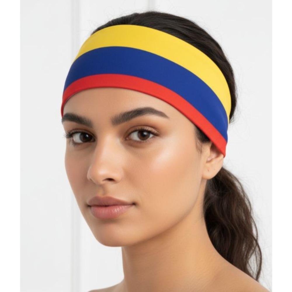 PESENAR Kolumbien Ecuador Flaggenfarben Dehnbares Stirnband Patriotisches Sportaccessoire für Spiele und Veranstaltungen
