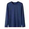 Men Long Sleeve T-Shirt Crew Neck Loose Fit Cotton Base Shirt Solid Color Casual Tee Shirt for Spring Autumn Casual Wear