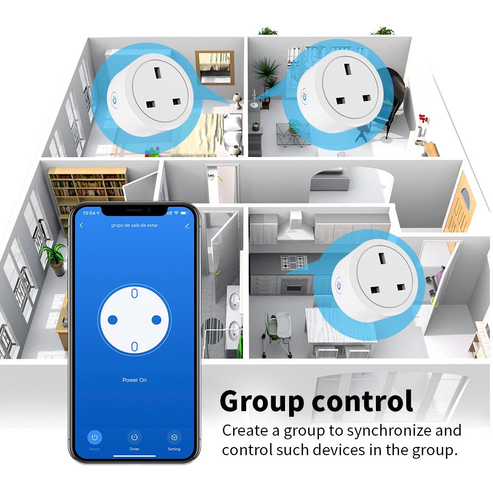 Graffiti Zigbee Smart UK Socket, 16A, Alexa-Compatible with Energy Meter.