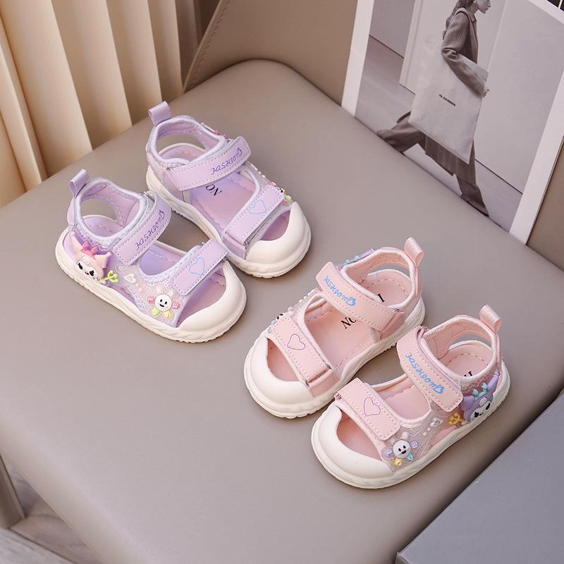2026 Summer Girls' Cartoon Velcro Sandals: Soft, Non-slip Toddler Princess Shoes