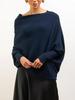 2023 Autumn/Winter Solid Color Round Neck Long Sleeve Comfortable Knitted Ruched Pullover
