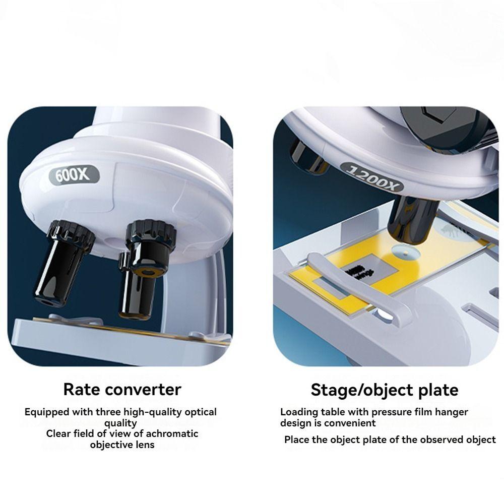 200x 600x 1200x Children Microscope Kit HD Child Biological Microscope Toy  School