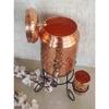 Copper Water Pot with Tap, Glass, and Stand, Diamond Hammered Design, Pure Copper for Storage and Serving Water, Ayurveda Benefits, 5 Liters