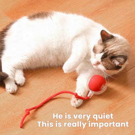 Cat Interactive Ball Toy Automatic Rolling 3 Modes Cat Toy Ball USB Charging Cat Self-Play Ball with Rope for All Indoor Cats