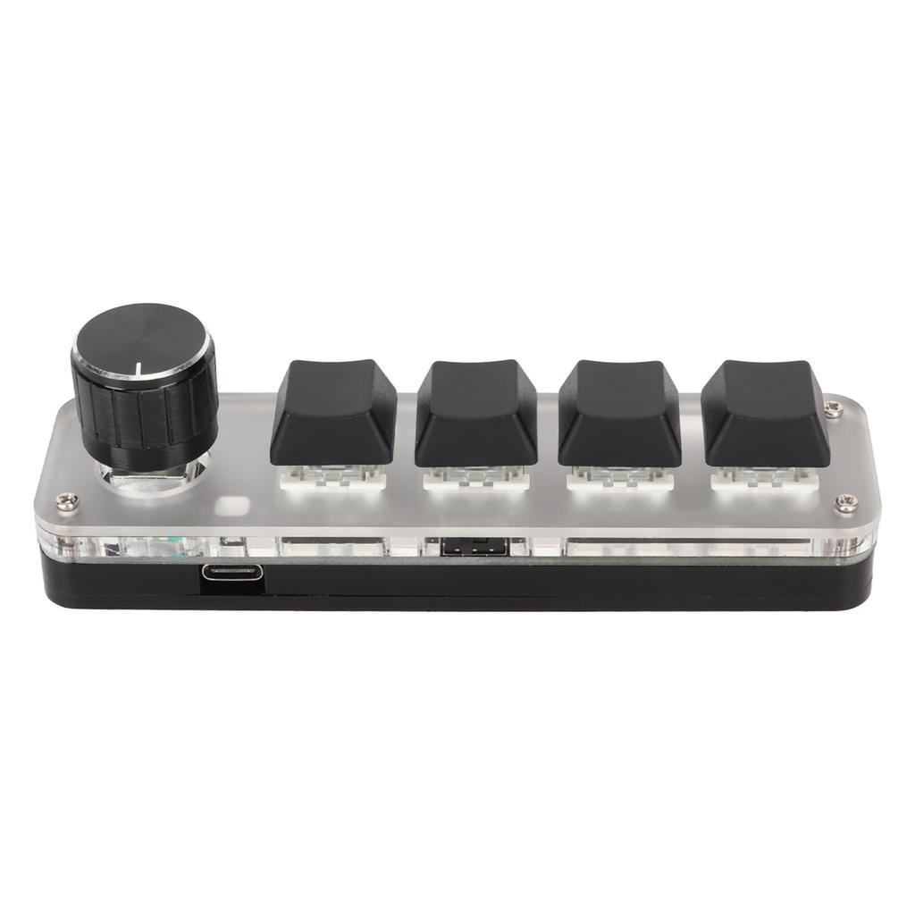 USB Mini 4-Tasten-Tastatur mit Drehknopf Blauer Schalter RGB-Hintergrundbeleuchtung Dual-Modus-Verbindung DIY Programmierbar